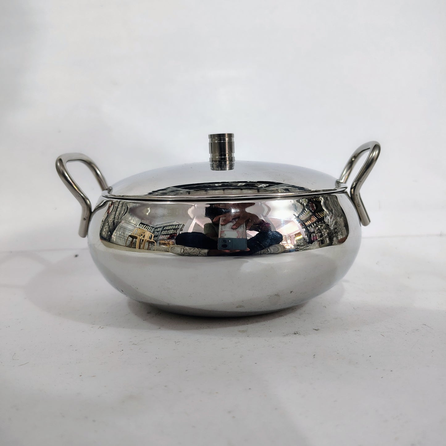 Asha-Stainless Steel body Donga Set of 3 Beautiful Design, Lid, Sleek Design-Heavy Build Quality, Food Serving Donga.
