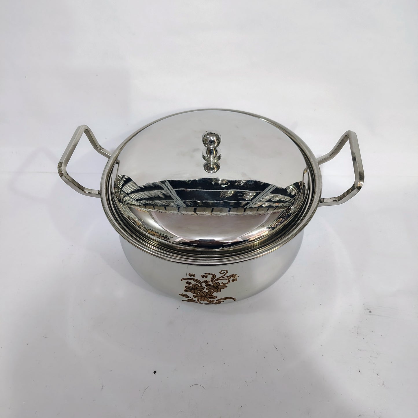 Asha-Stainless Steel body Donga Set of 3 Beautiful Design,Lid-Heavy Build Quality,Food Serving Donga.