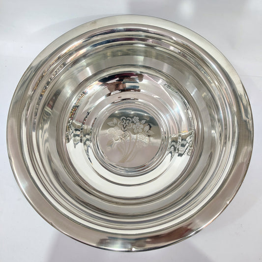 Asha-Stainless Steel Big Base Bowl For Atta Kneading ,Dough making And Serving Purpose-Made of 100% Pure Steel No Color Coating,Perfect Hard Body