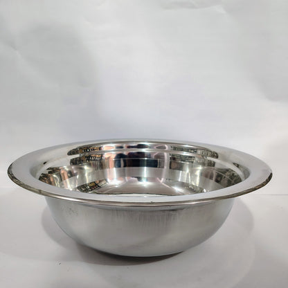 Asha-Stainless Steel Big Base Bowl For Atta Kneading ,Dough making And Serving Purpose-Made of 100% Pure Steel No Color Coating,Perfect Hard Body