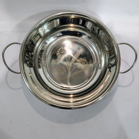 Asha-Stanless Steel Small Kadhai for food  Server/100% Steel/No Color Coating