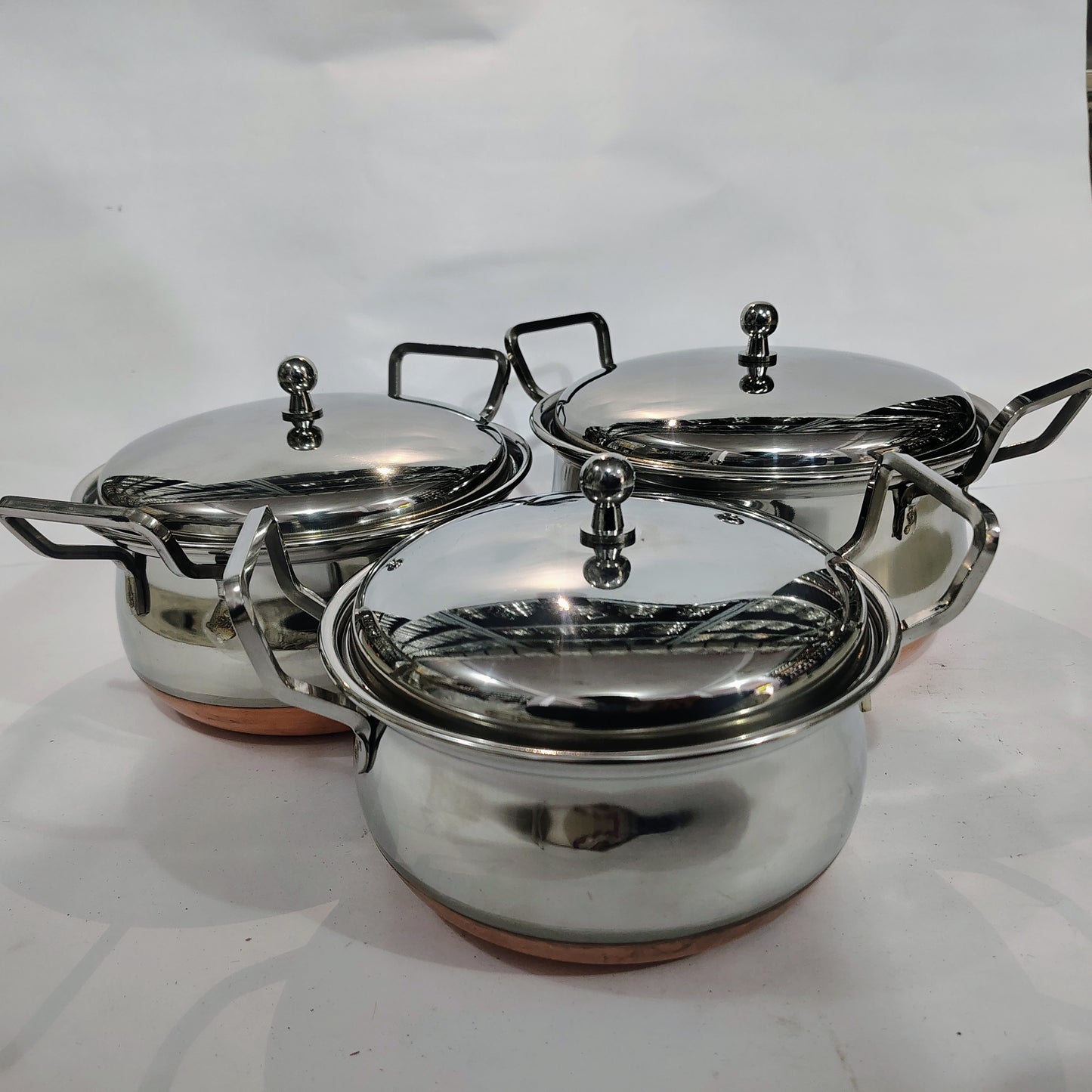Asha-Stainless Steel body with Copper Bottom Donga Set of 3 at Very Low Price