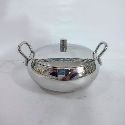 Asha-Stainless Steel body  Donga Set of 3 Beautiful Design, Lid, Sleek Design-Heavy Build Quality, Food Serving Donga.