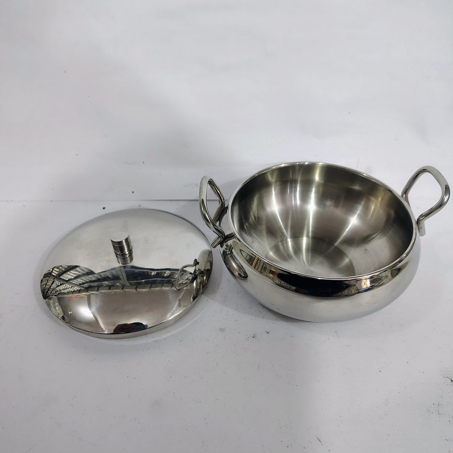 Asha-Stainless Steel body  Donga Set of 3 Beautiful Design, Lid, Sleek Design-Heavy Build Quality, Food Serving Donga.