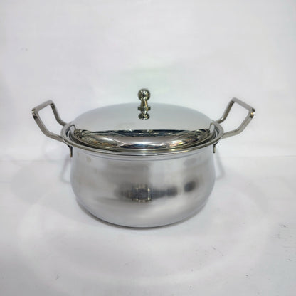 Asha-Stainless Steel body  Donga Set of 3 Beautiful Design,Lid,Plain Design-Heavy Build Quality,Food Serving Donga.