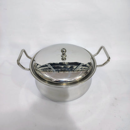 Asha-Stainless Steel body  Donga Set of 3 Beautiful Design,Lid,Plain Design-Heavy Build Quality,Food Serving Donga.