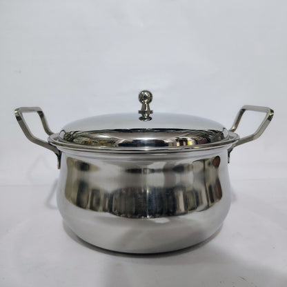 Asha-Stainless Steel body  Donga Set of 3 Beautiful Design,Lid,Plain Design-Heavy Build Quality,Food Serving Donga.