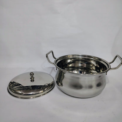 Asha-Stainless Steel body  Donga Set of 3 Beautiful Design,Lid,Plain Design-Heavy Build Quality,Food Serving Donga.
