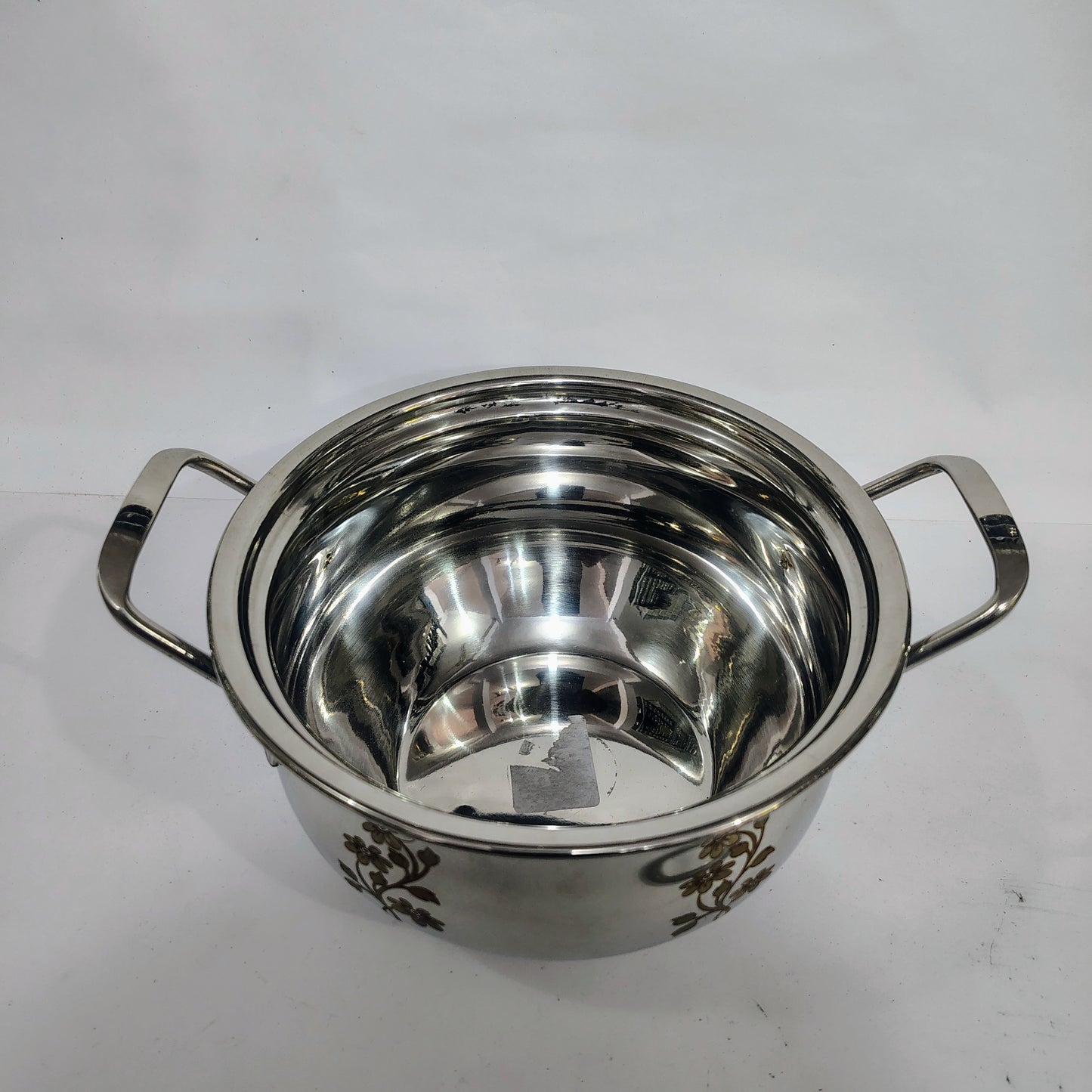 Asha-Stainless Steel body  Donga Set of 3 Beautiful Design,One Glass Lid-Heavy Build Quality,Food Serving Donga..
