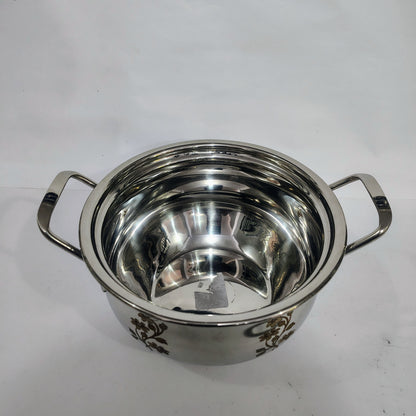 Asha-Stainless Steel body  Donga Set of 3 Beautiful Design,One Glass Lid-Heavy Build Quality,Food Serving Donga..