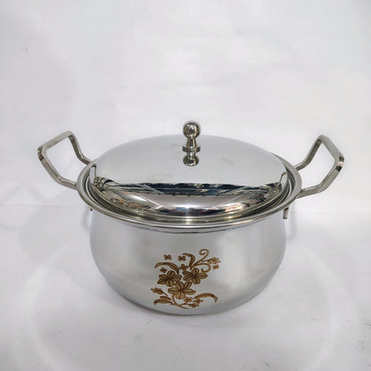 Asha-Stainless Steel body  Donga Set of 3 Beautiful Design,Lid-Heavy Build Quality,Food Serving Donga.