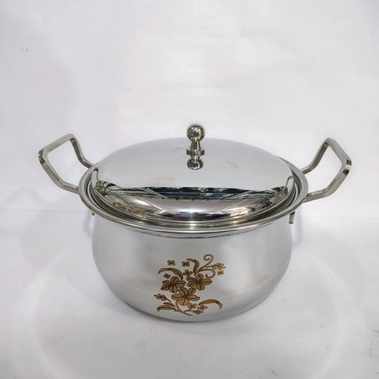 Asha-Stainless Steel body  Donga Set of 3 Beautiful Design,Lid-Heavy Build Quality,Food Serving Donga.