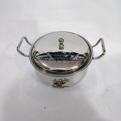 Asha-Stainless Steel body  Donga Set of 3 Beautiful Design,Lid-Heavy Build Quality,Food Serving Donga.