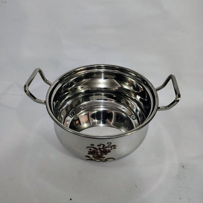 Asha-Stainless Steel body  Donga Set of 3 Beautiful Design,Lid-Heavy Build Quality,Food Serving Donga.