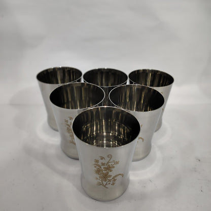 Asha-Stainless Steel Glass Set of 6 with Premium Design,At Best Price ,Wholsale Rate-Heavy Build made with Best  Quality Steel