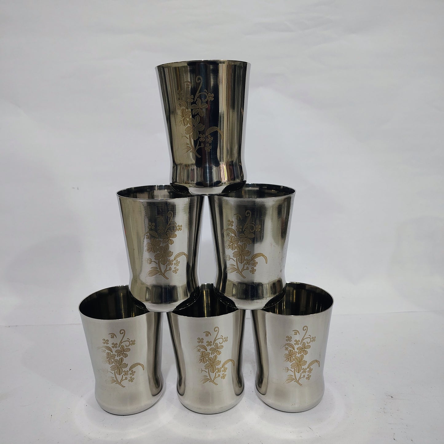Asha-Stainless Steel Glass Set of 6 with Premium Design,At Best Price ,Wholsale Rate-Heavy Build made with Best  Quality Steel