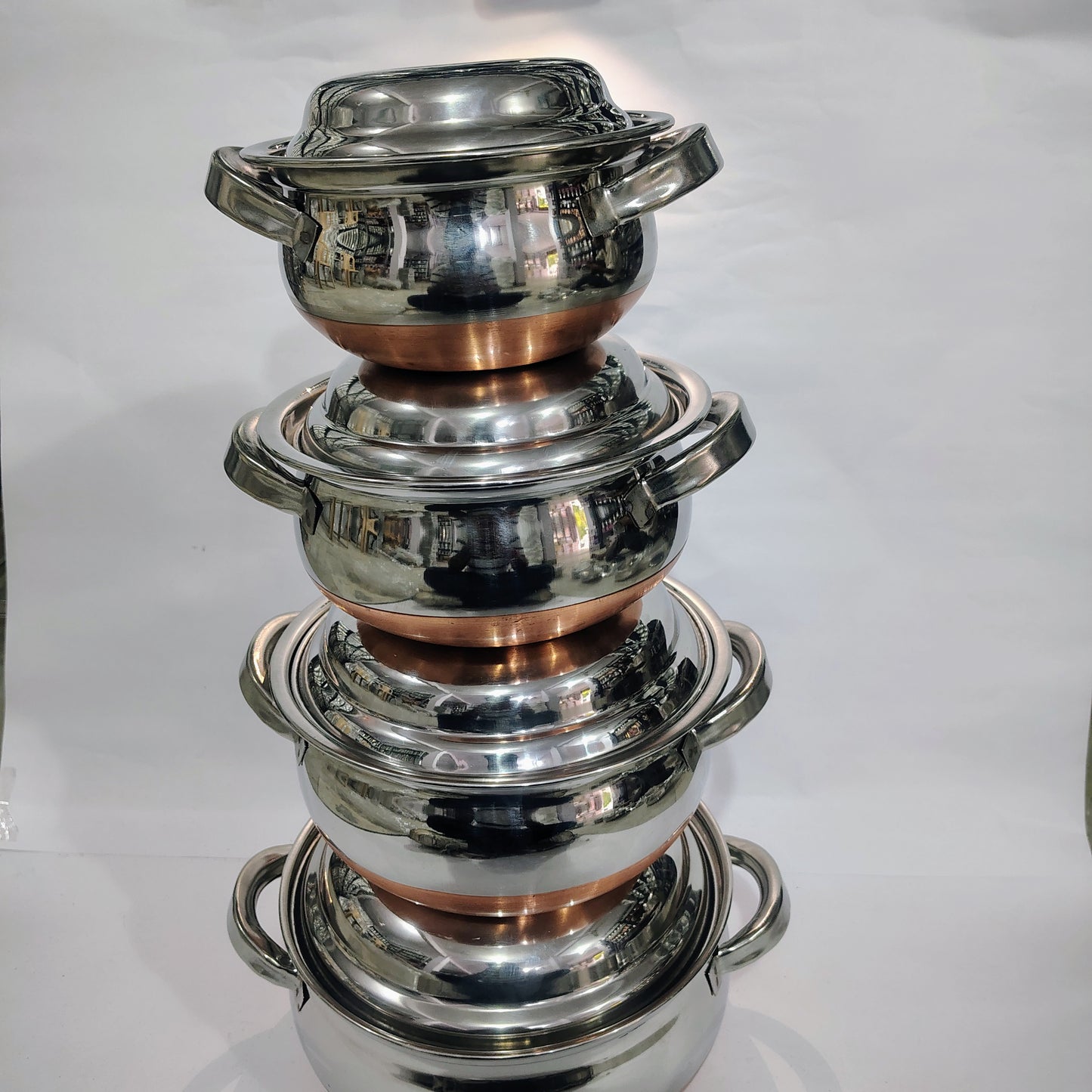 Asha-Stainless Steel body with Copper Bottom Donga Set of 4 at Very Low Price