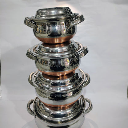 Asha-Stainless Steel body with Copper Bottom Donga Set of 4 at Very Low Price