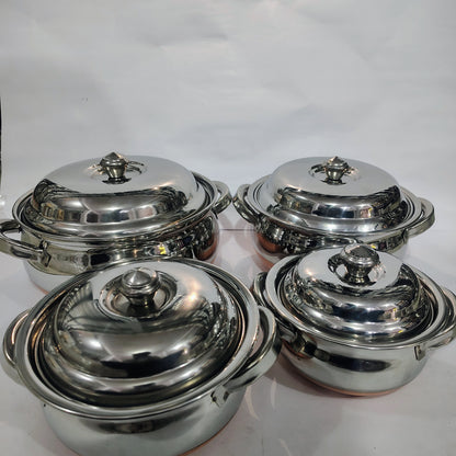 Asha-Stainless Steel body with Copper Bottom Donga Set of 4 at Very Low Price