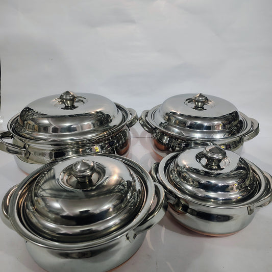 Asha-Stainless Steel body with Copper Bottom Donga Set of 4 at Very Low Price