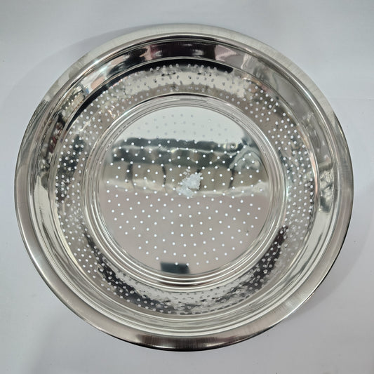 Asha-Stainless Steel Heavy -Steel Colander With Open holes (14.5 inch) ,100% original Quality-No Color Coating