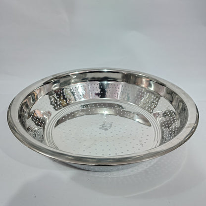 Asha-Stainless Steel Heavy -Steel Colander With Open holes (14.5 inch) ,100% original Quality-No Color Coating